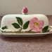 Butter Dish vintage Franciscan Desert Rose stick plate & lid rose finial