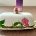 Butter Dish vintage Franciscan Desert Rose stick plate & lid rose finial