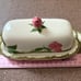 Butter Dish vintage Franciscan Desert Rose stick plate & lid rose finial