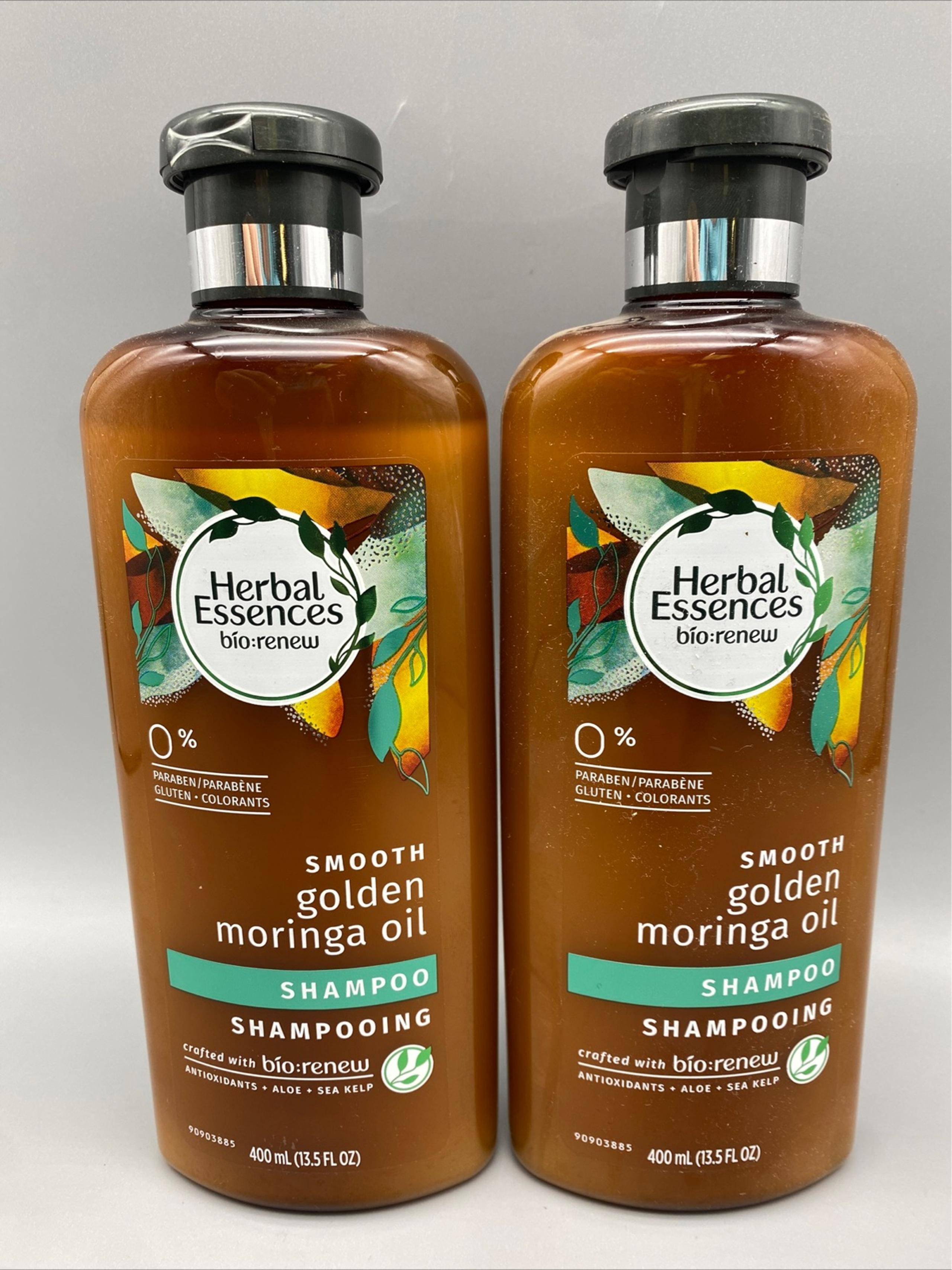 2 Bottles Herbal Essences Bio Renew 13.5 Oz Smooth Golden Moringa Oil Shampoo