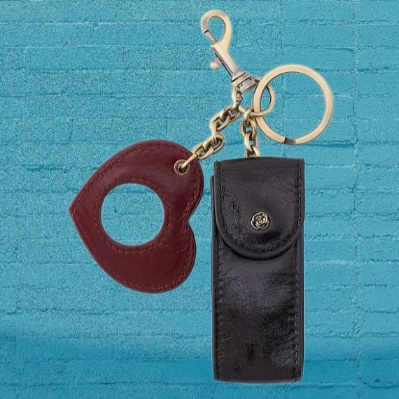 HOBO Lipstick & Heart Mirror Charm Keychain