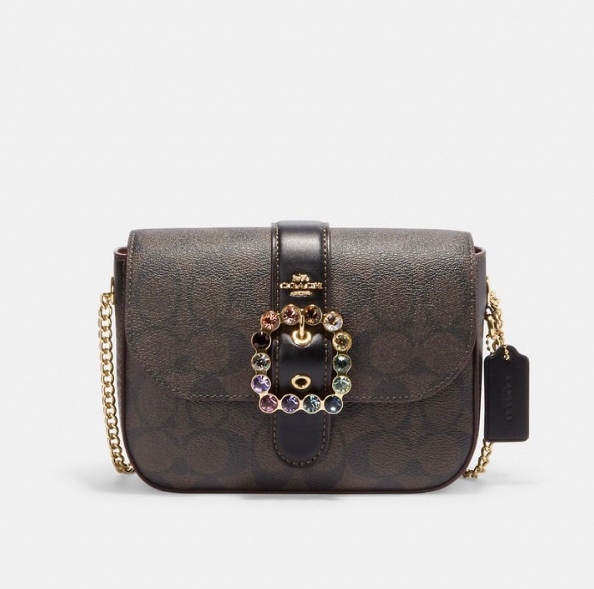 COACH GEMMA CROSSBODY IN SIGNATURE CANVAS WITH JEWELED BUCKLE CE623