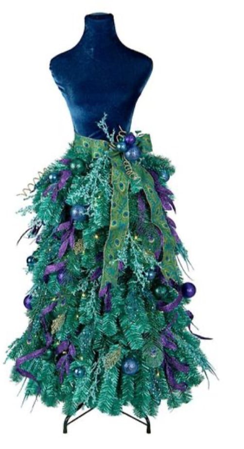 Peacock Purp/Teal 5’ Tree illuminated prelit NEW NIB MANNEQUIN DRESS FORM