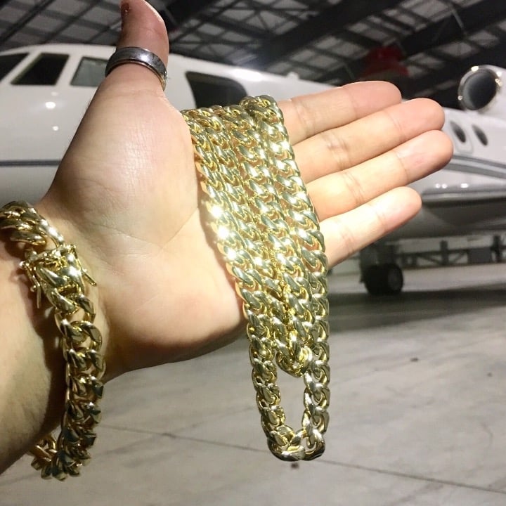 CUBAN LINK 18K GOLD NEW CHAIN ITALY