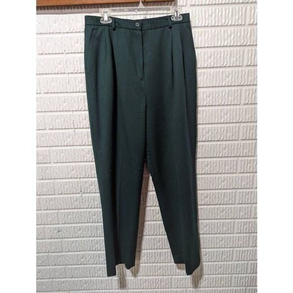 Pendleton Women's Green Petite Wool Pleat Front Pants Size 14