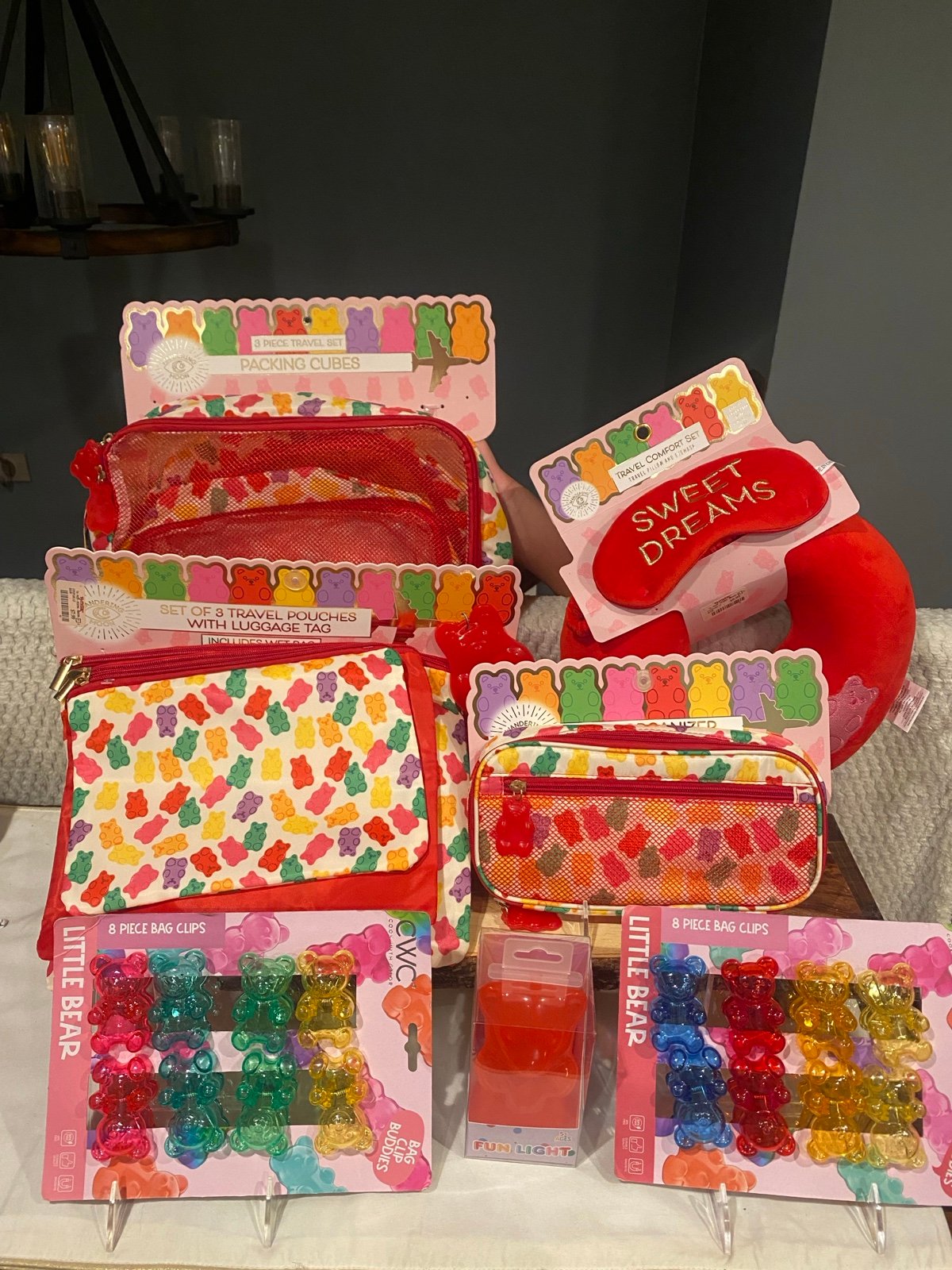 Gummy Bear Ultimate Travel Kit (cubes, pouches, clips, nightlight, pillow, etc..