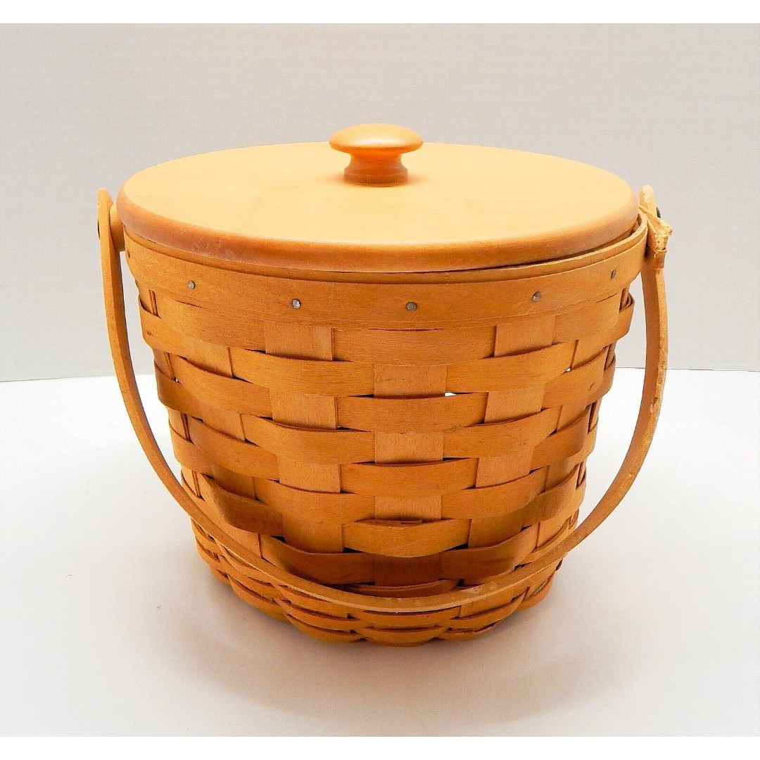 Longaberger Round Basket Swing Handle With Lid 8 Inch Round