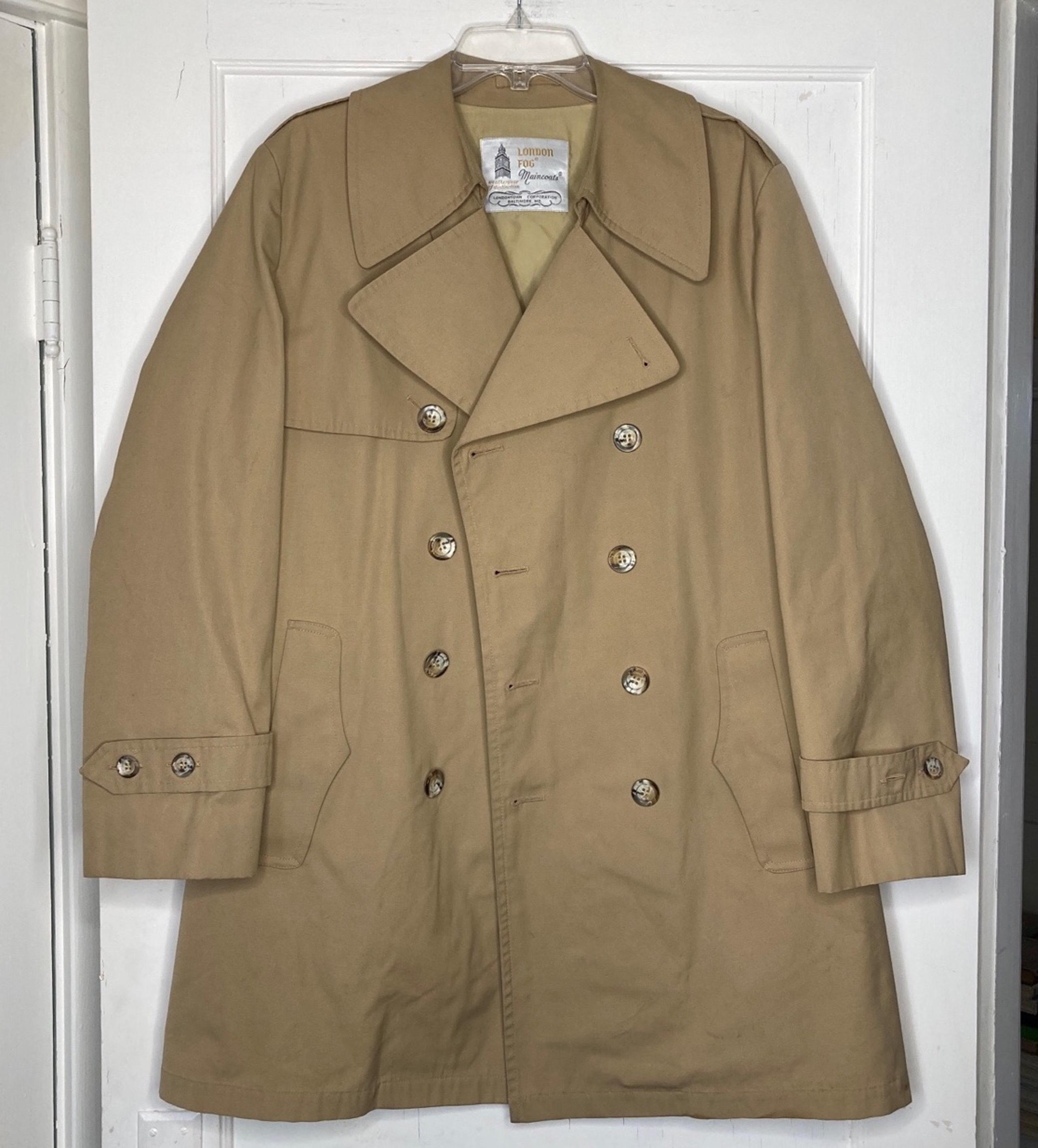 London Fog Vtg Trench Coat Manicoats Tan Sz Large