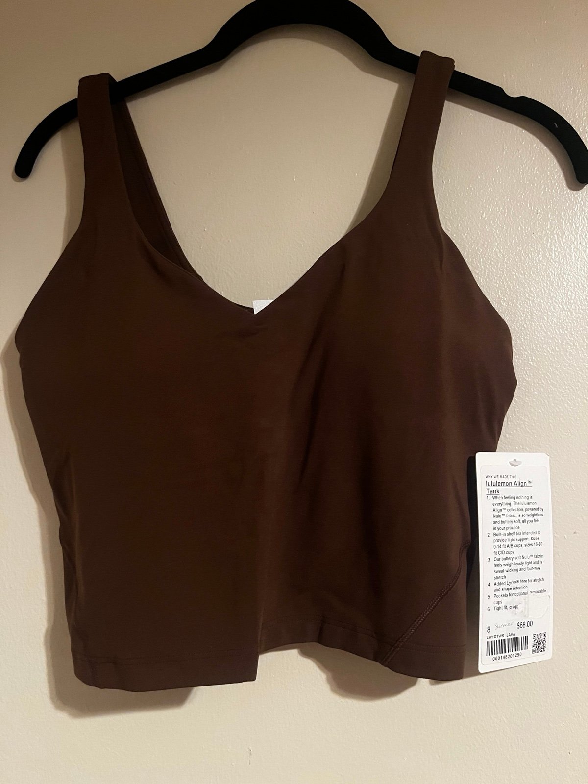 NWT size 8 lululemon Align high neck Tank JAVA
