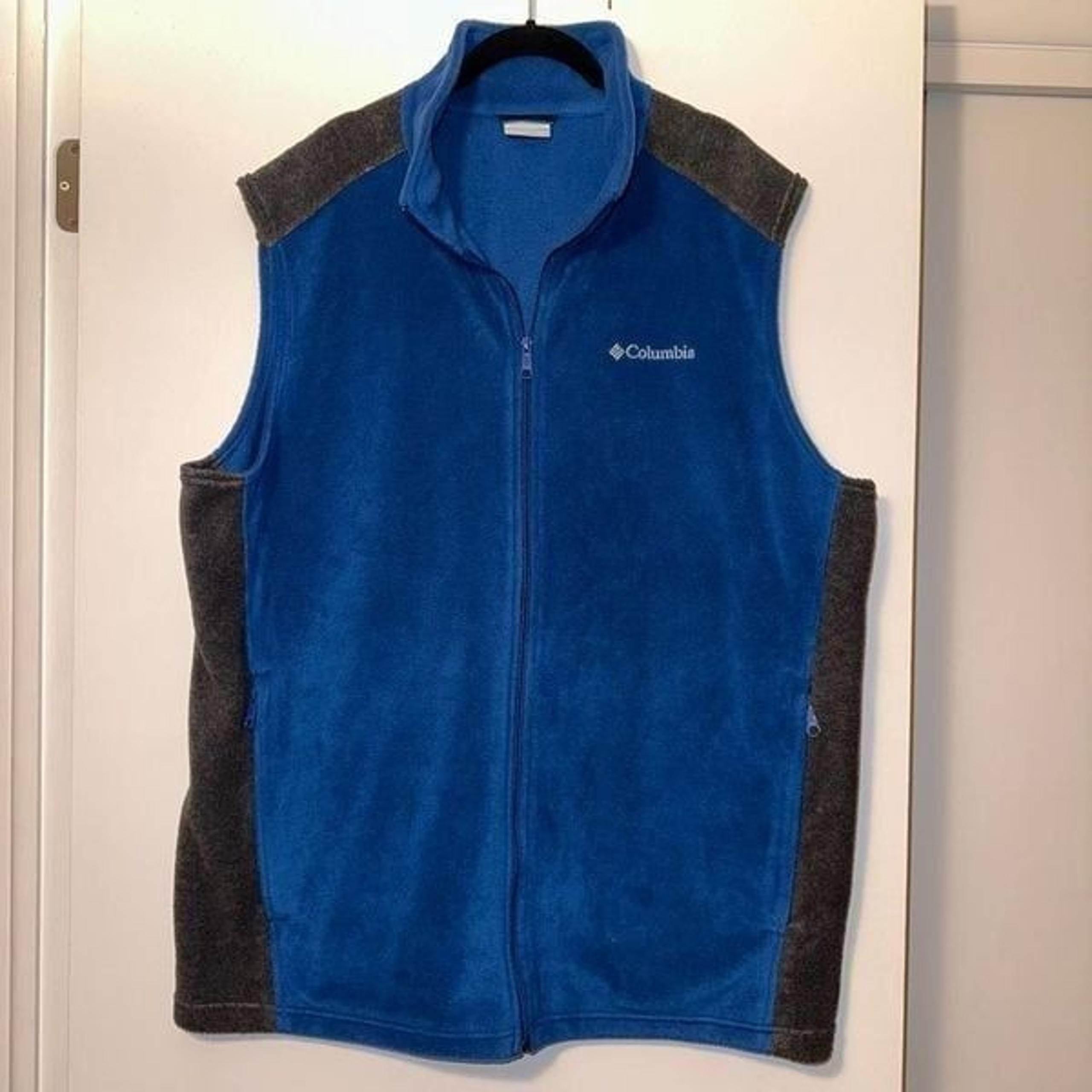 Columbia Mens Full Zip Fleece Vest Blue Gray Size 2XLT EUC