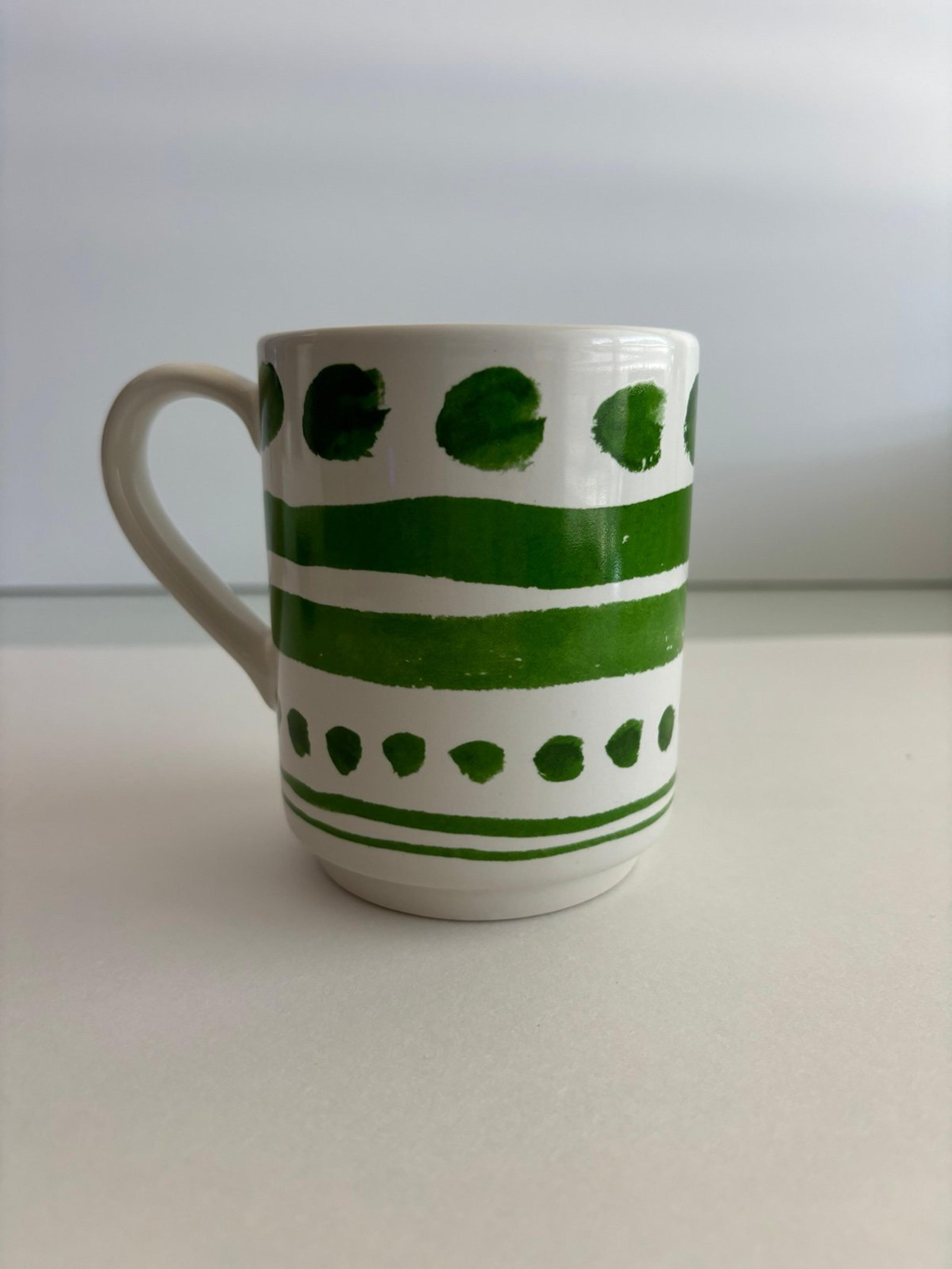 New York Lenox ceramic Coffee cup/mug color green/white 12 oz cup - Kate Spade