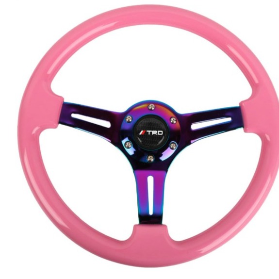 NEW 350mm 14 Universal JDM TRD ABS Racing Steering Wheel Pink With Neo Spoke