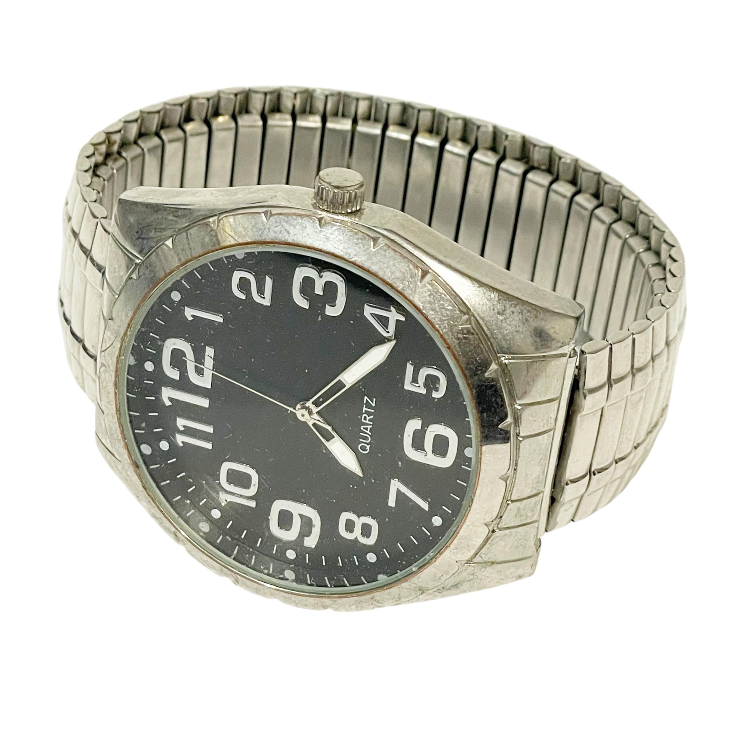 Accutime Watch Corp. Men's Stainless Steel Watch PC21J Japan Stretch Band