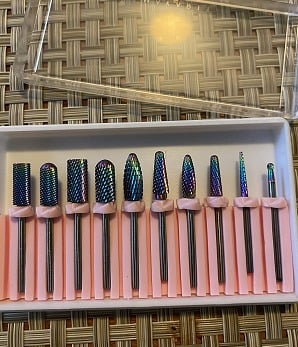New Nail Drill Bits Set, 10Pcs Tungsten Carbide, Remove Acrylic Poly Nail Gel
