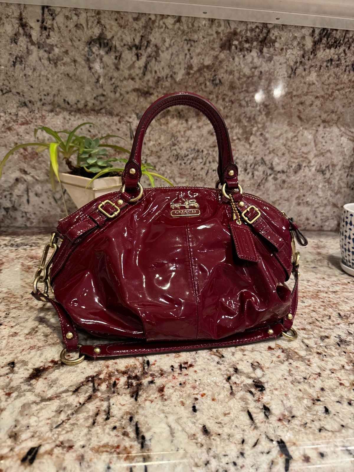 Y2K Vintage Coach Sophia Satchel Patent Red Leather