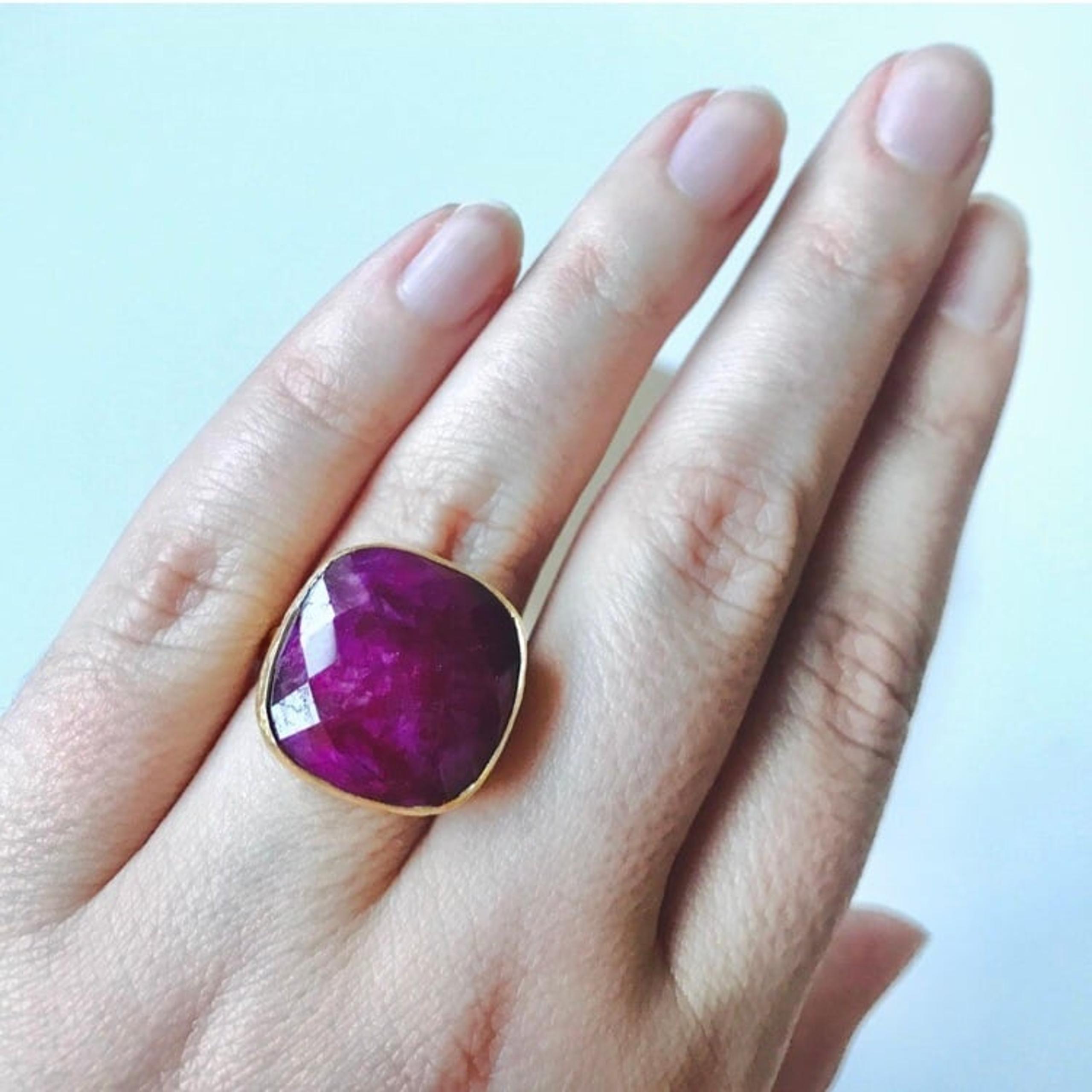 Ruby 14K Gold Statement Ring Size 7