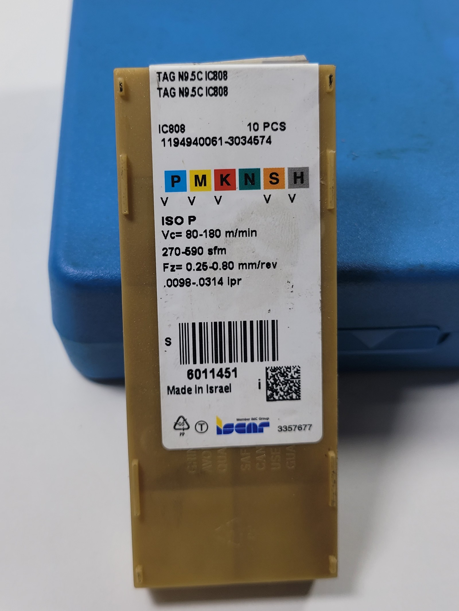 ISCAR TAGN9.5C IC808 6 PCS AUTHENTIC Carbide Inserts