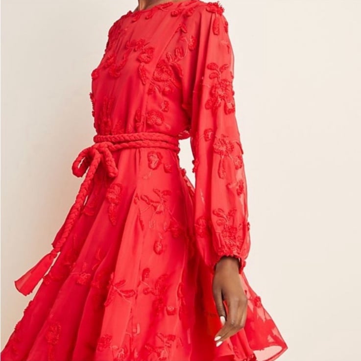 Anthropologie Mare Mare Amal Textured Mini Dress Red Size XS