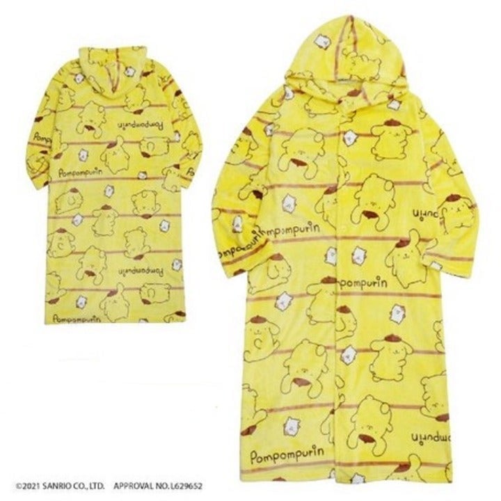 Pompompurin Sanrio Exclusive Loungewear Ultra Soft Plush Robe Hoodie. Size L