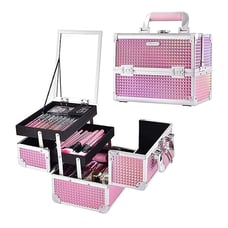 Makeup Train Case Cosmetic Box Portable Makeup Case Organizer
