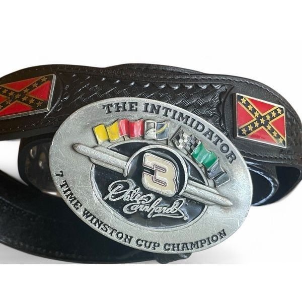 DALE EARNHARDT BELT BUCKLE Men’s Belt Vintage Black Genuine Leather Men's 40