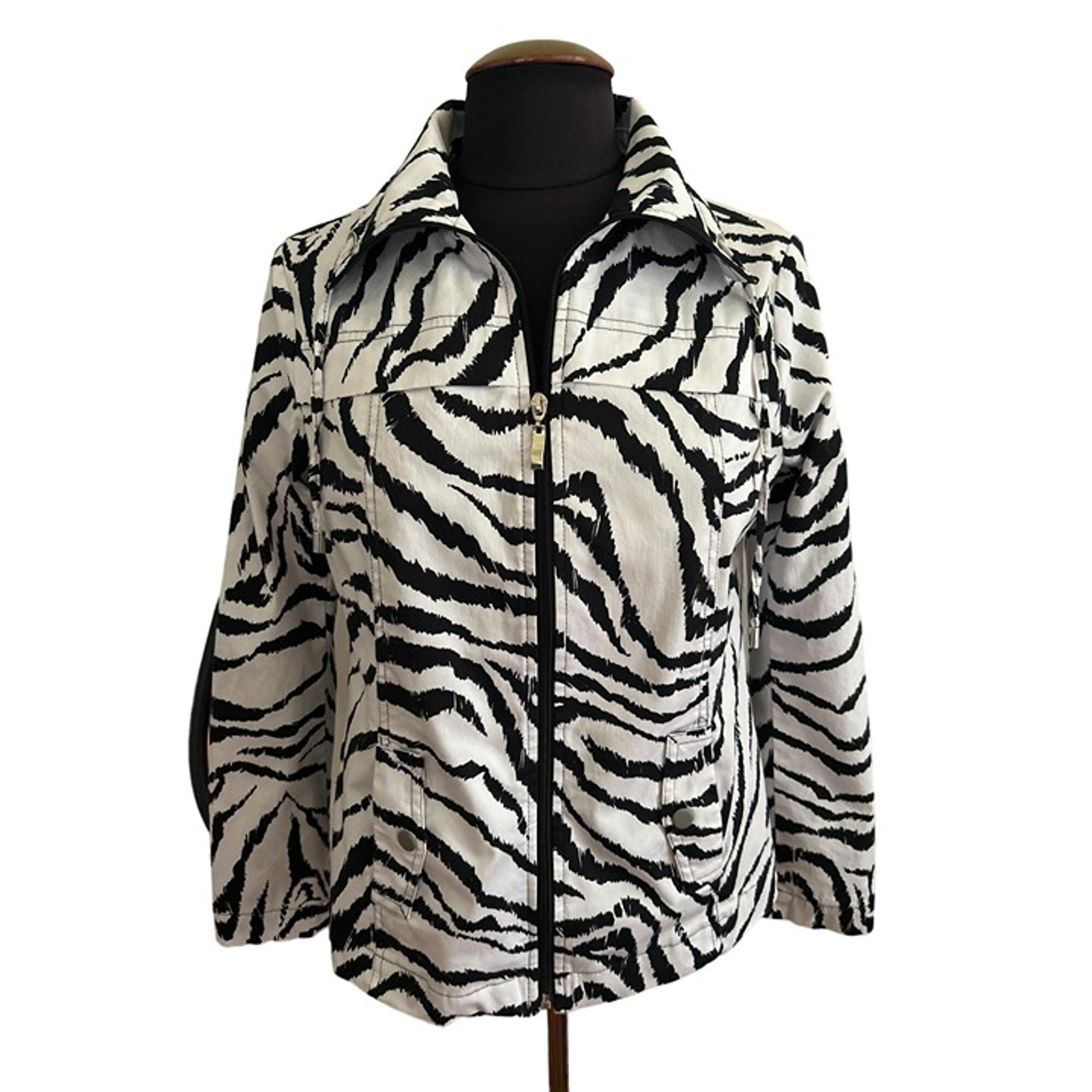 Studio Works Black & White Zebra Print Jacket With Pockets & Zipper Front - S