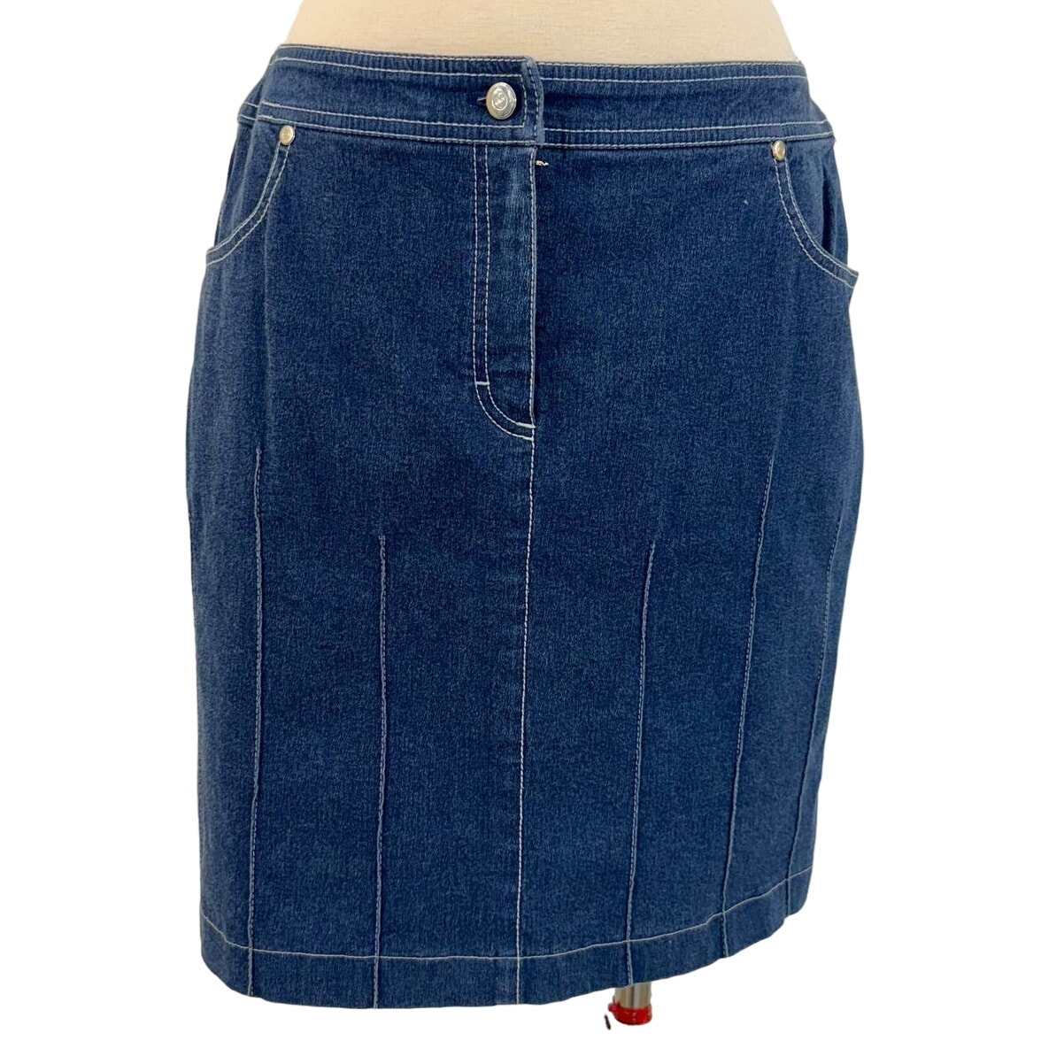 Escada Seamed Stretch Denim Pencil Skirt Blue | Size 42 / US 12