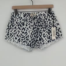 L'Agence Audrey Ryland High-Rise Cutoff Leopard Genoa Denim Shorts Size 25