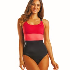 Nike Swim Women's Poly Core Chest Support Racerback One Piece Melon/black Size L