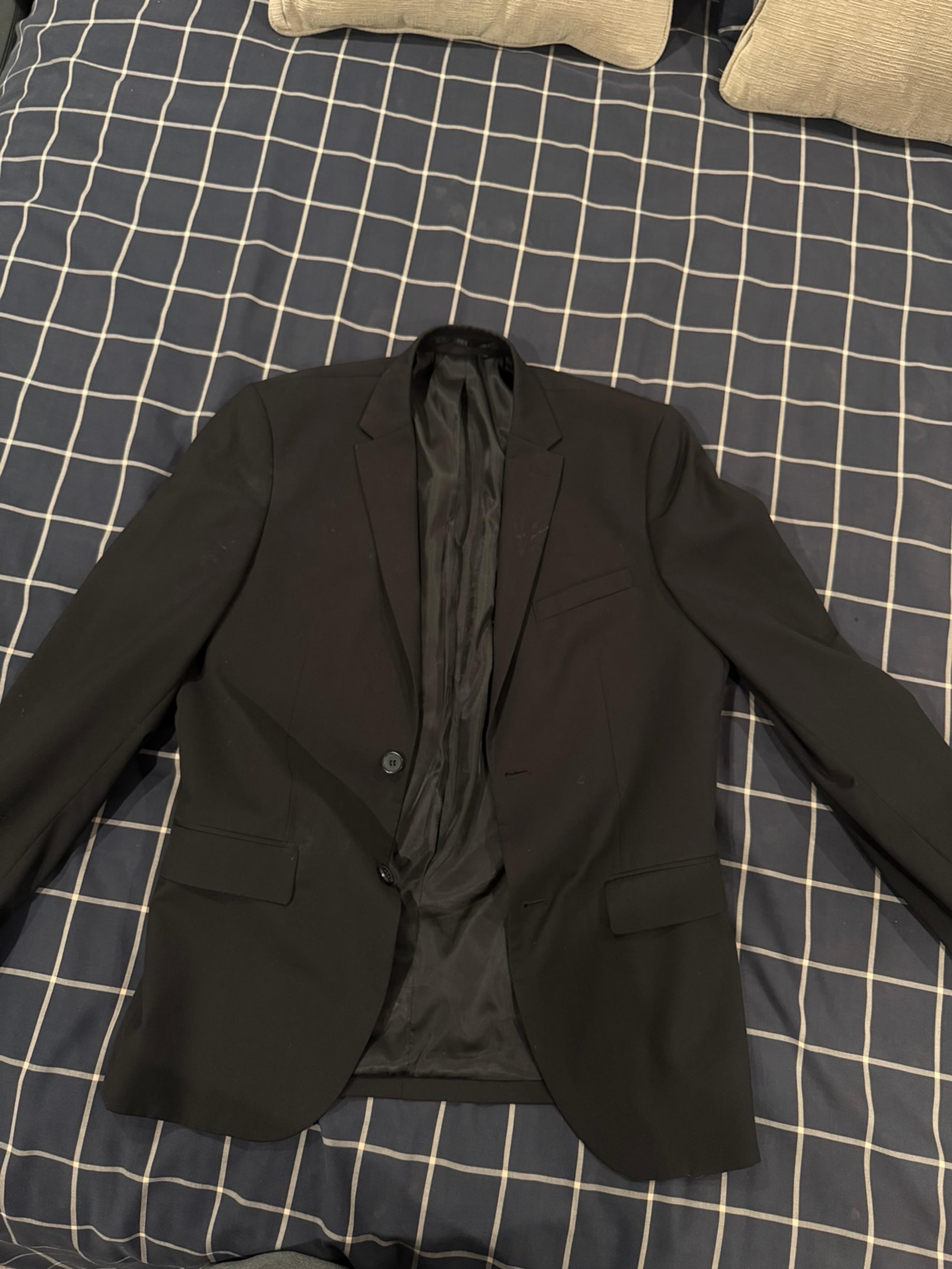 H&M Mens Sports Coat Jacket Blazer Black Size 38R Two Button Casual