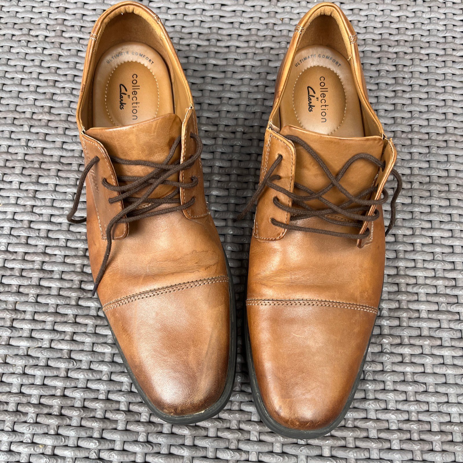 Clarks Men's Whiddon Cap Toe Oxford Shoes Brown Leather 15770 US Men’s Size 11