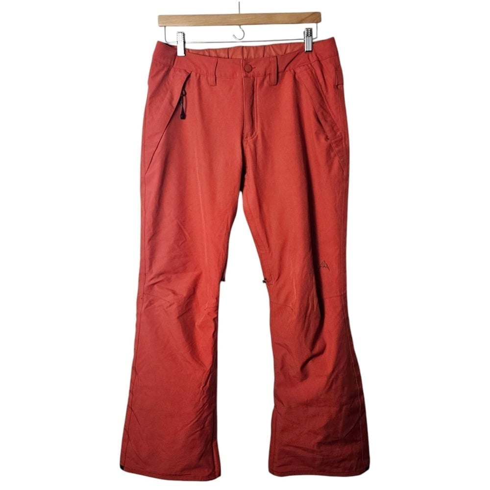 Burton M Snowboarding Pants Living Lining Rust Orange Pockets Vented Zip Da Nang