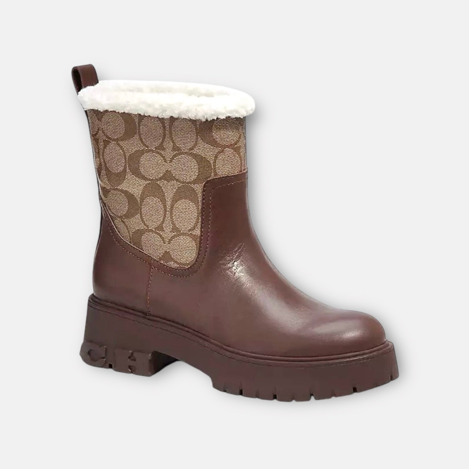 COACH Raina Boot In Signature Jacquard - Walnut Brown - Size 7.5 - NEW
