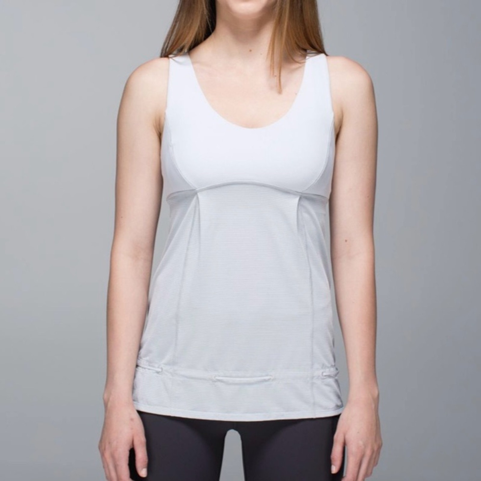 LULULEMON Heathered Gray Wee Stripe Hustle & Bustle Active Run Tank Top Size 8