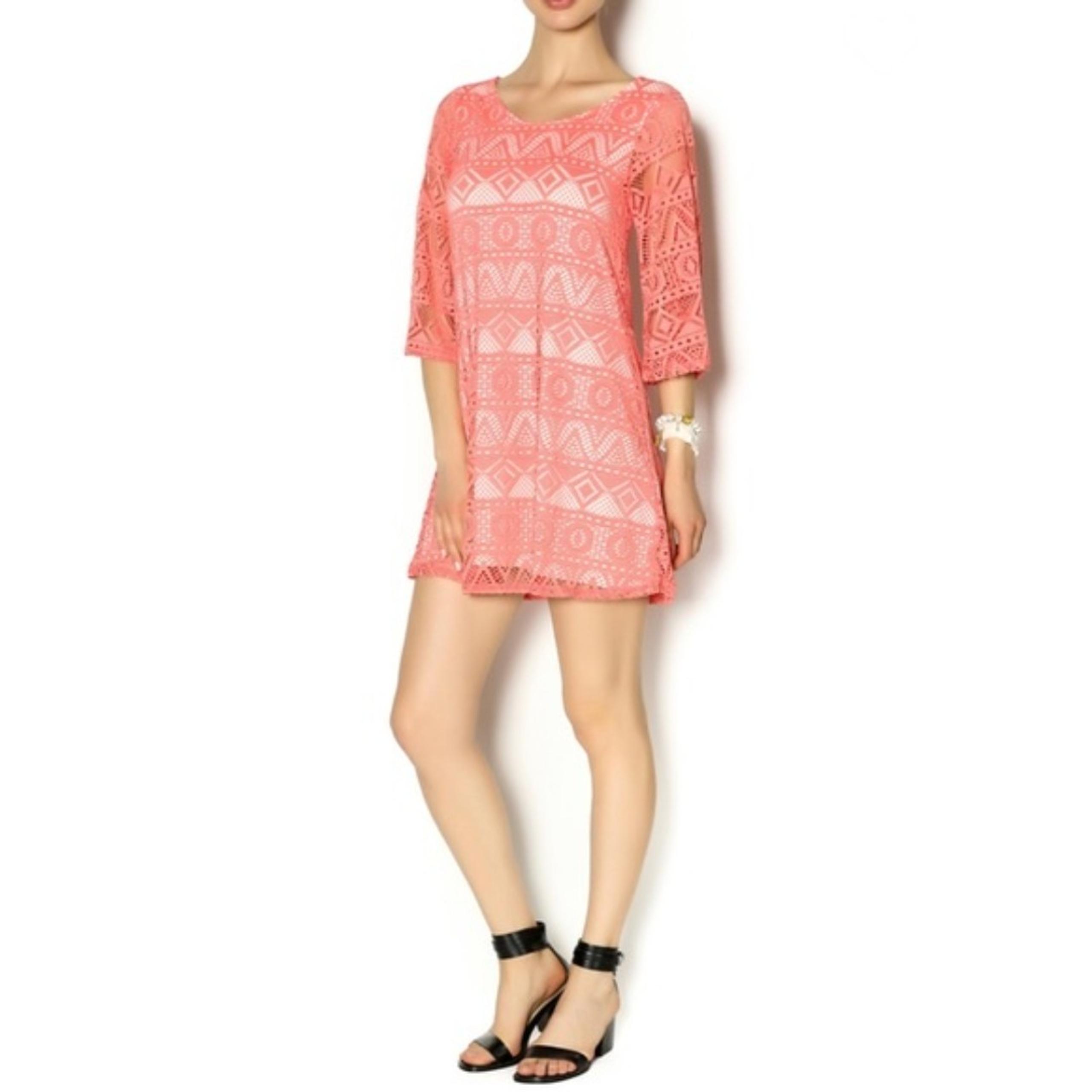 12PM by Mon Ami pink printed lace mini dress size large
