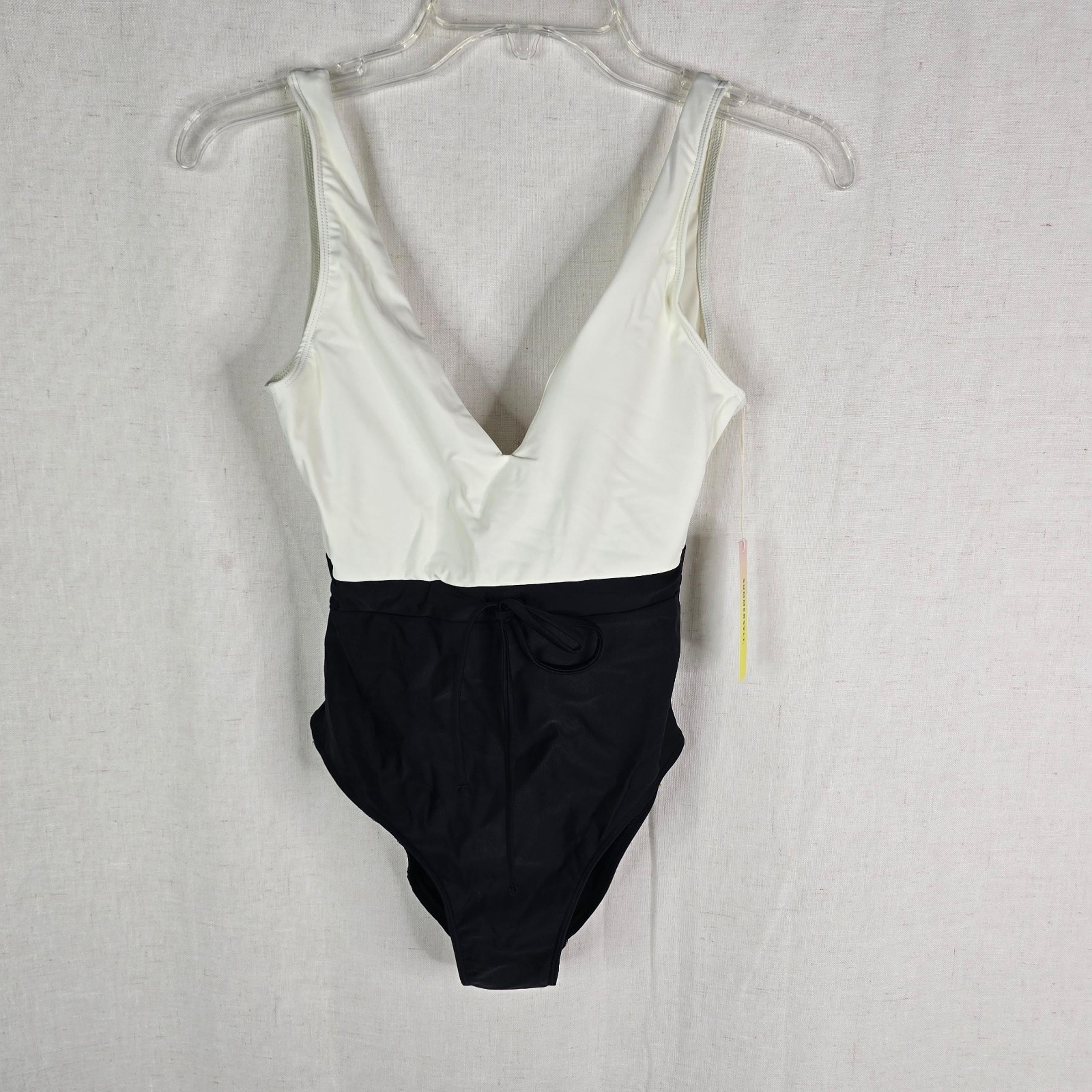 Summersalt Womens Size 2 Tie Front Blackflip One Piece Black White Swimsuit