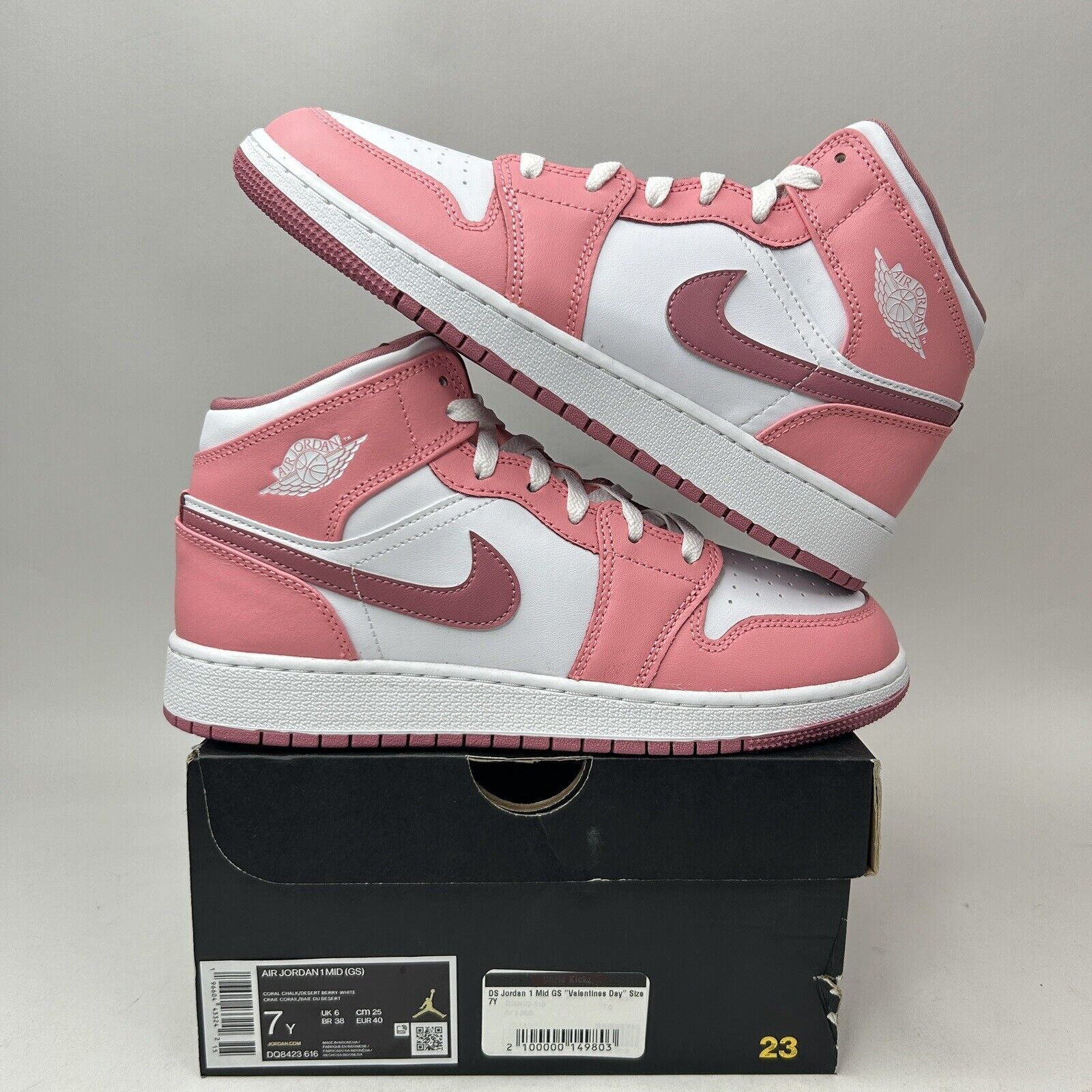 Nike Shoes Air Jordan 1 Retro Mid GS “Valentines Day/Coral Pink” 2023