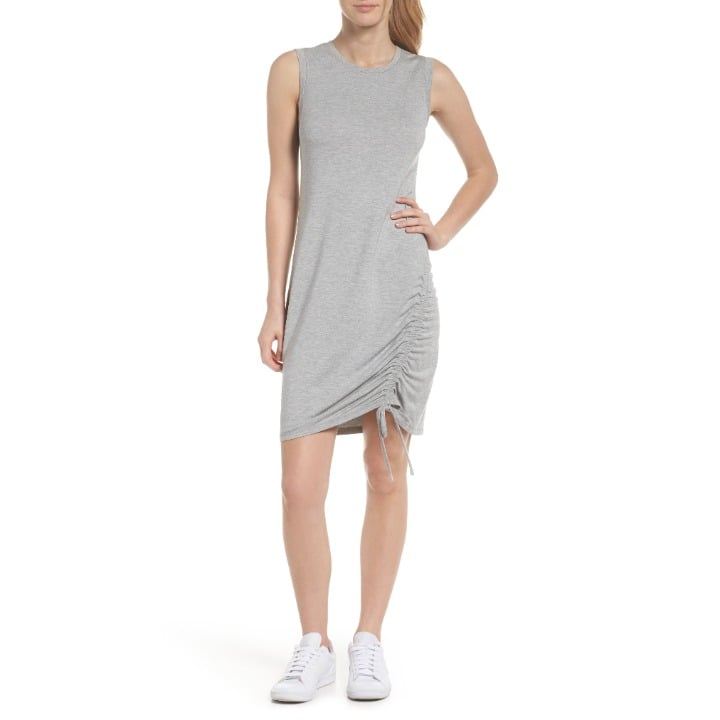 NWT Zella Nordstrom Womens Size Large Gray Post Studio Mini Athleisure Dress NEW