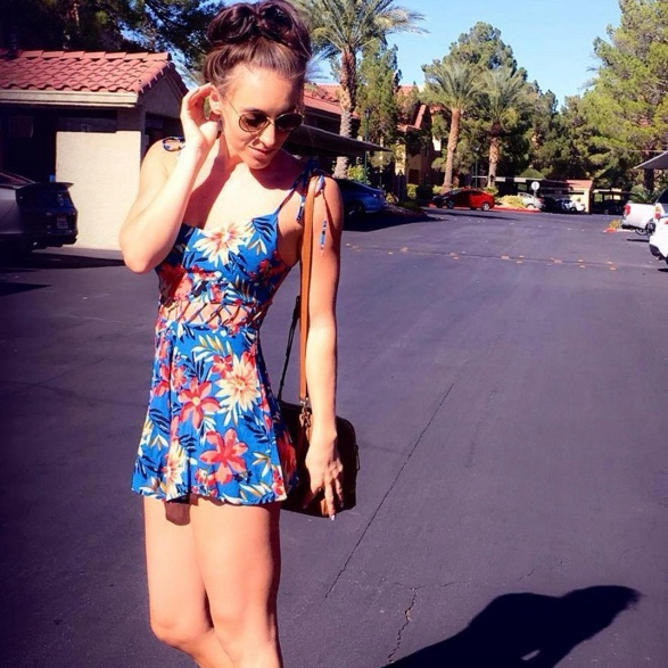Topshop Blue and Red Floral Romper
