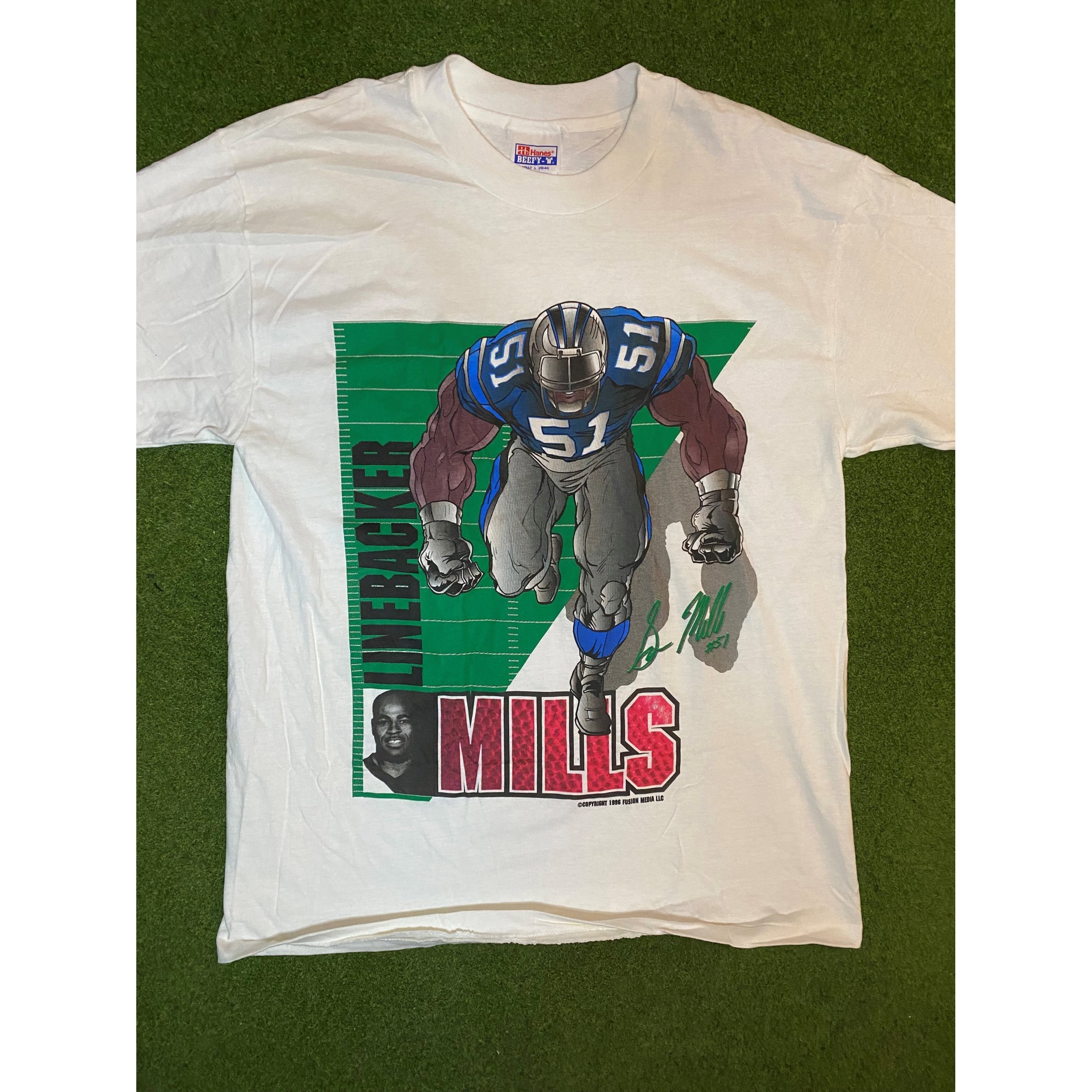 1996 Carolina Panthers - Sam Mills - Vintage NFL Player T-Shirt (Large)