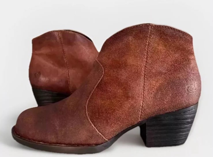 Born Boots Brown Distressed Leather Side Zip Size 10 GUC