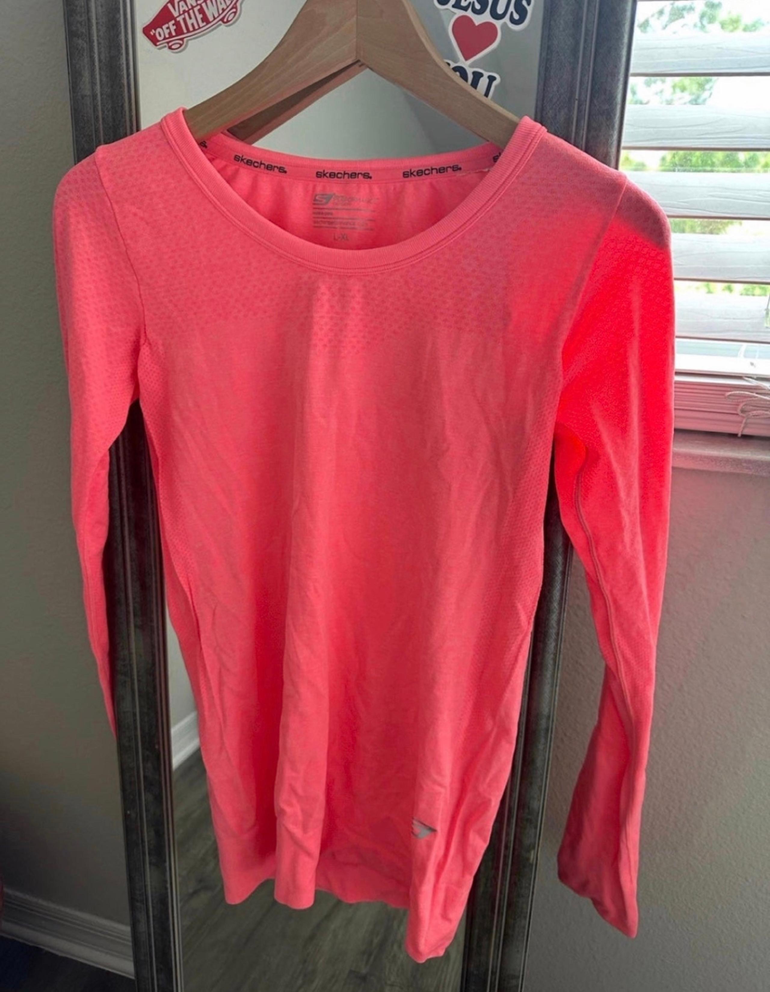 SKETCHERS WOMEN LONG SLEEVE PINK SHIRT CASUAL LOUNGE LARGE L