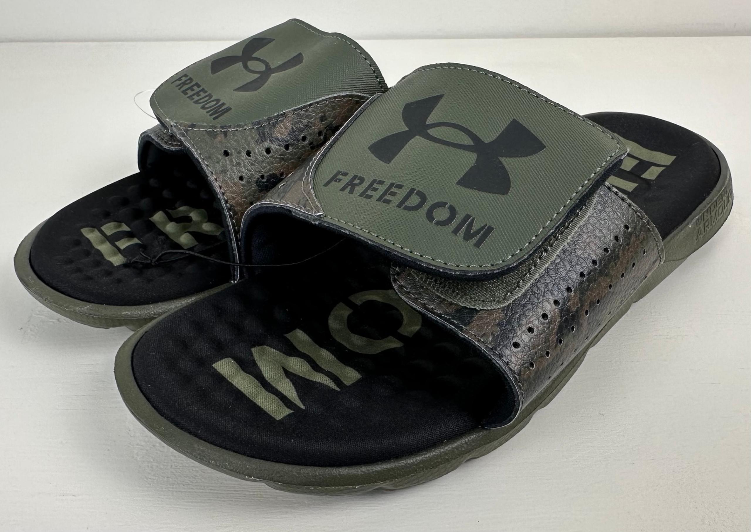 Under Armour Slides Men’s Size 7 Marine Green Camo UA Pro Freedom Sandals NEW