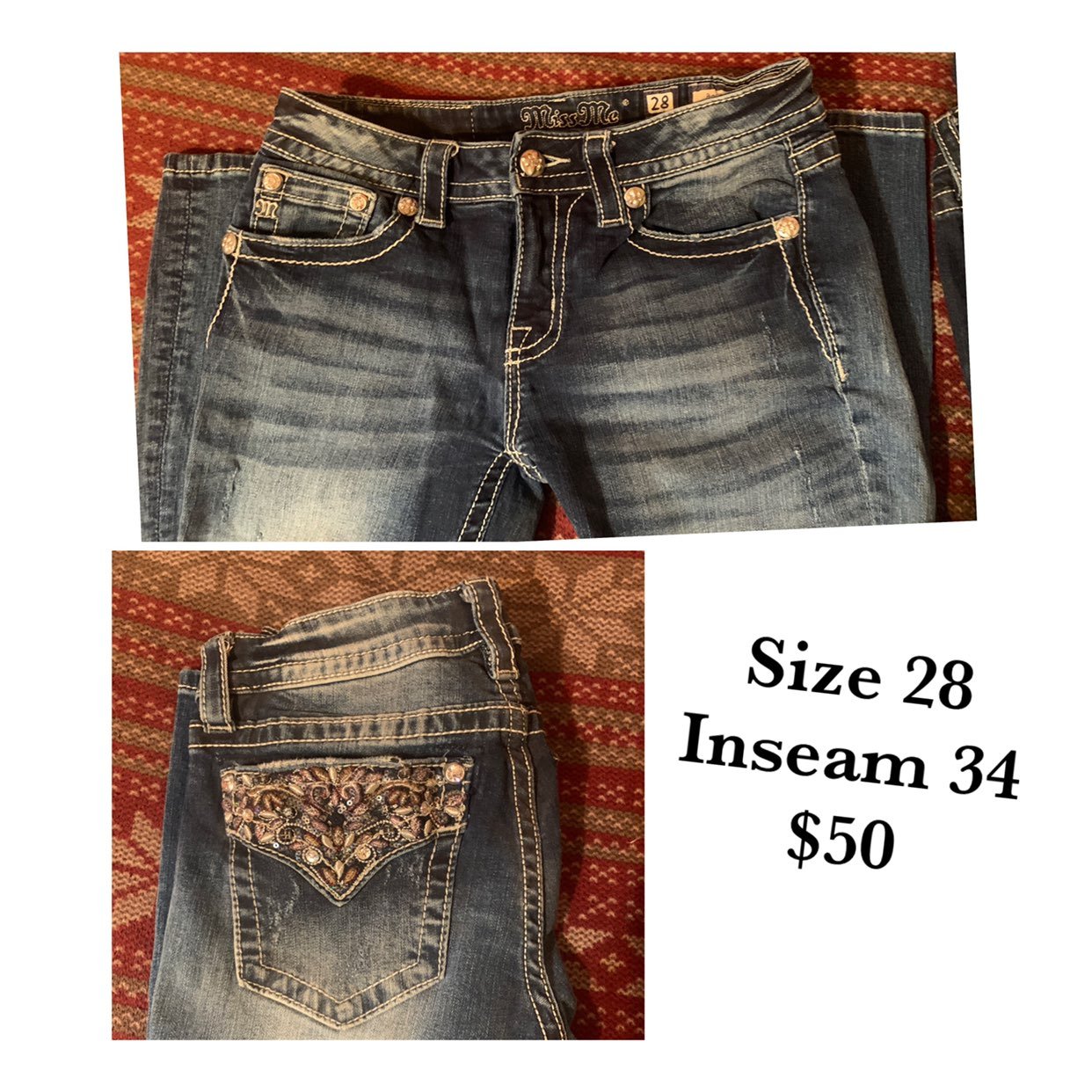 Miss Me Abstract Border boot cut jeans