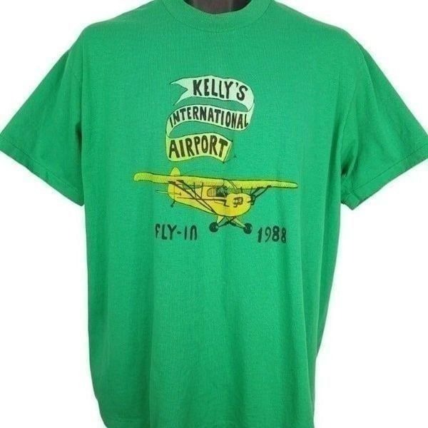 Kellys International Airport T Shirt Vintage 80s 1988 Fly In Made In USA Mens XL