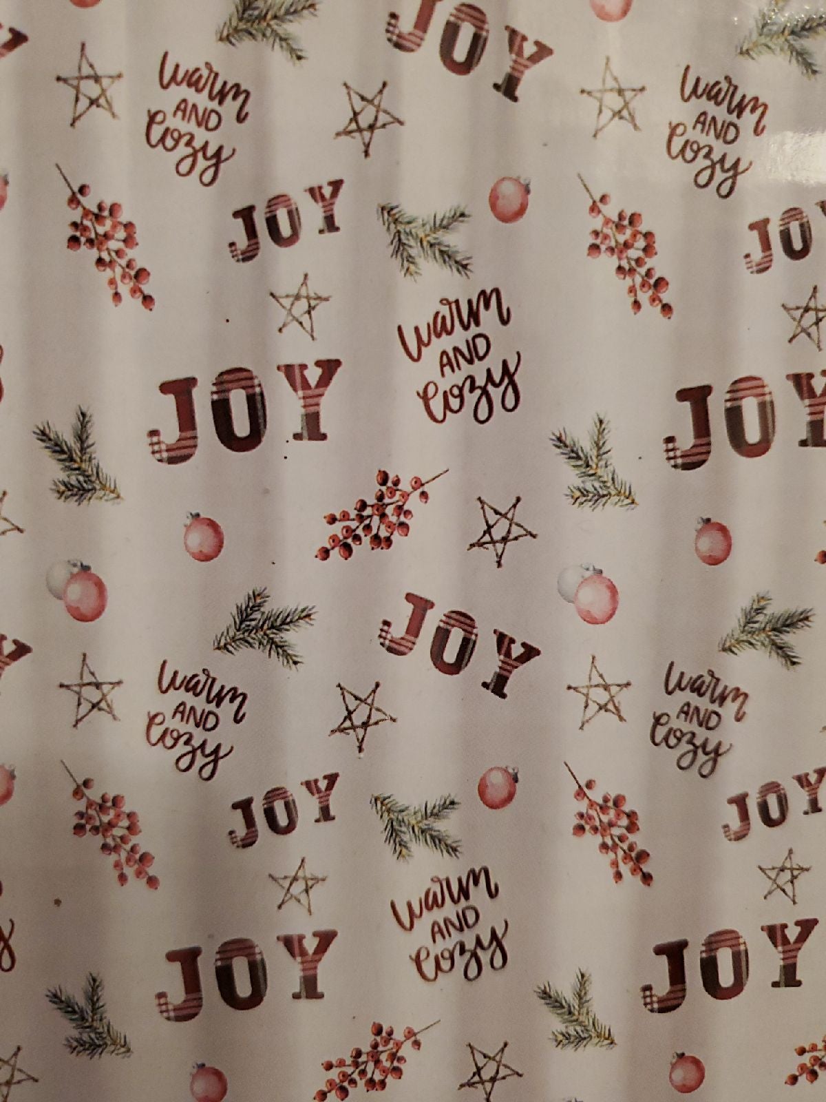 Christmas JOY Fabric Shower Curtain linen