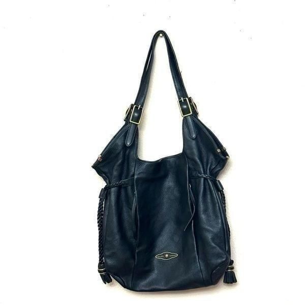 ELLIOT LUCCA SHOULDER BAG BLACK GENUINE SOFT LEATHER SATCHEL MAGNET CLOSURE