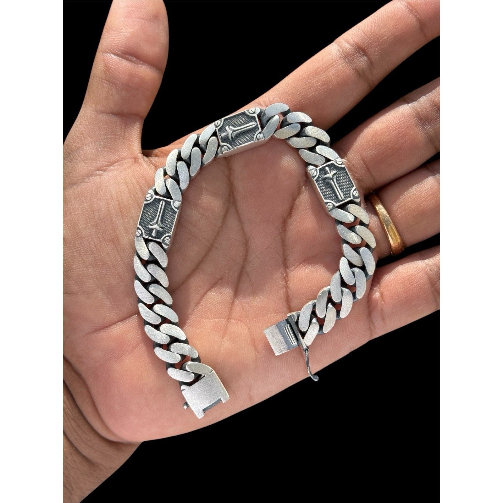 Turkey hand made 925 sterling silver sword bracelet 8.5 inch