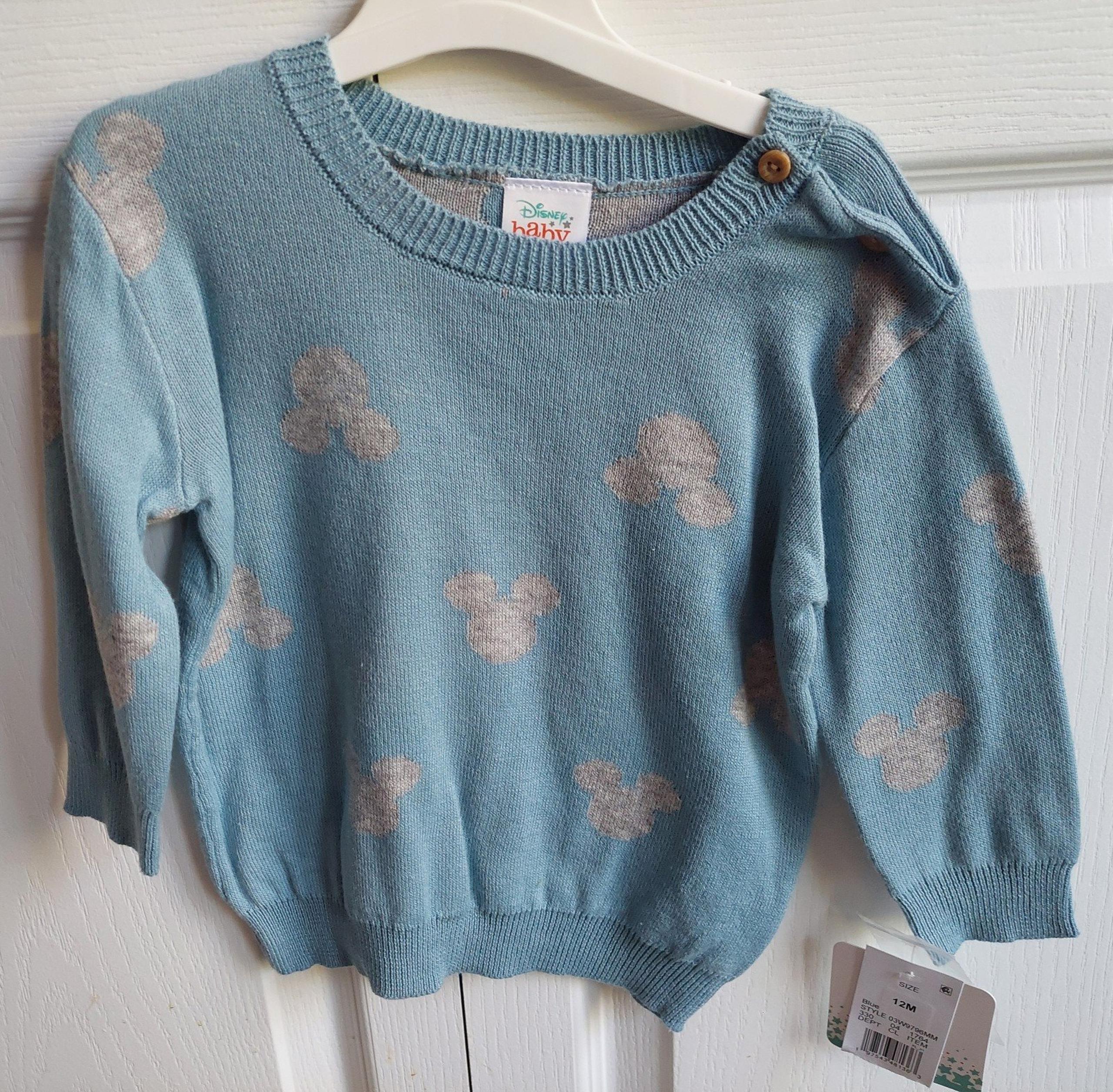 Baby Boys Blue Mickey Mouse Sweater - Disney 12 months NWT - Disney Baby