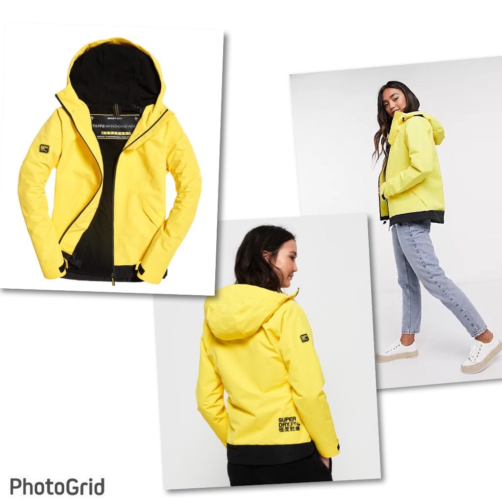 Superdry Womens 6 Jacket Elite Windcheater Yellow Black Sold Out NWT Logo